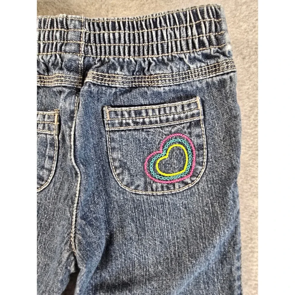Vintage Y2K Circo Toddler Girls 24m Denim Jeans Rainbow Heart Embroidery Cute